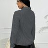 Women Striped Shirt With Turndown Collar And Waist Drawstring