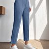 Solid Seam Detail Cropped Pants