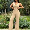 Women's Solid Color Front Button Vest & Straight Pants Two Piece Set
