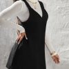 Solid Corduroy Overall Dress Without Sweater