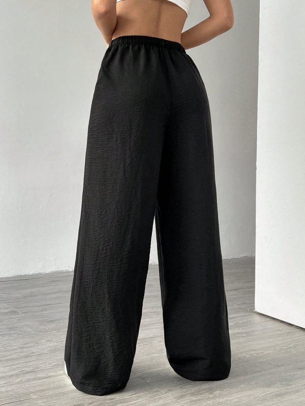 Women's Solid Color Simple Daily Textured Fabric Pants , Baggy Pants