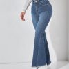 High Waist Raw Hem Flare Leg Jeans