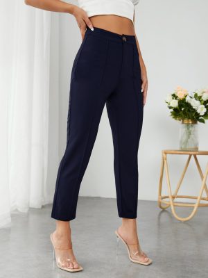 High Waist Press Crease Cropped Tapered Pants