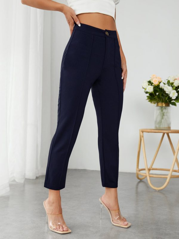 High Waist Press Crease Cropped Tapered Pants