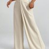 Women Ruched Simple Loose Wide Leg Solid Pants