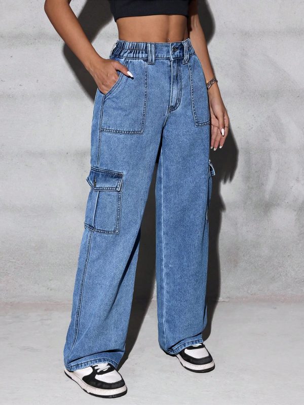 Flap Pocket Side Cargo Jeans For Dailywear