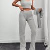 Casual Solid Color Front Button Shirt And Pants With Strap 2 Piece Set, Autumn