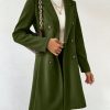 Women's Solid Color Front Button Long Sleeve Flat Collar Minimalist Jacket, Casual For Daily Wear