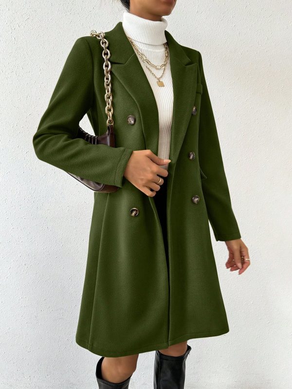Women's Solid Color Front Button Long Sleeve Flat Collar Minimalist Jacket, Casual For Daily Wear
