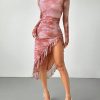 Women's Party Wear Party Wear Irregular Hem Slit Lotus Leaf Dress