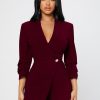 Solid Shawl Collar Wrap Romper
