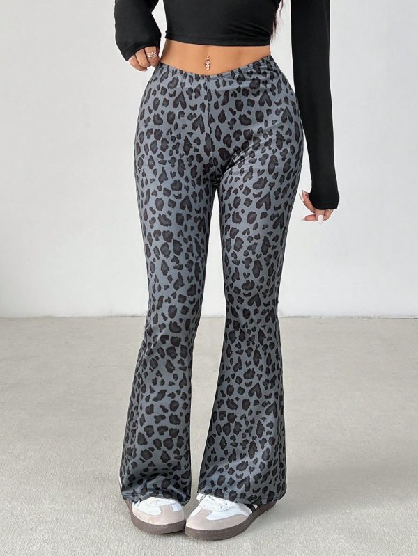 Women's Leopard Print Slim Flared Pants