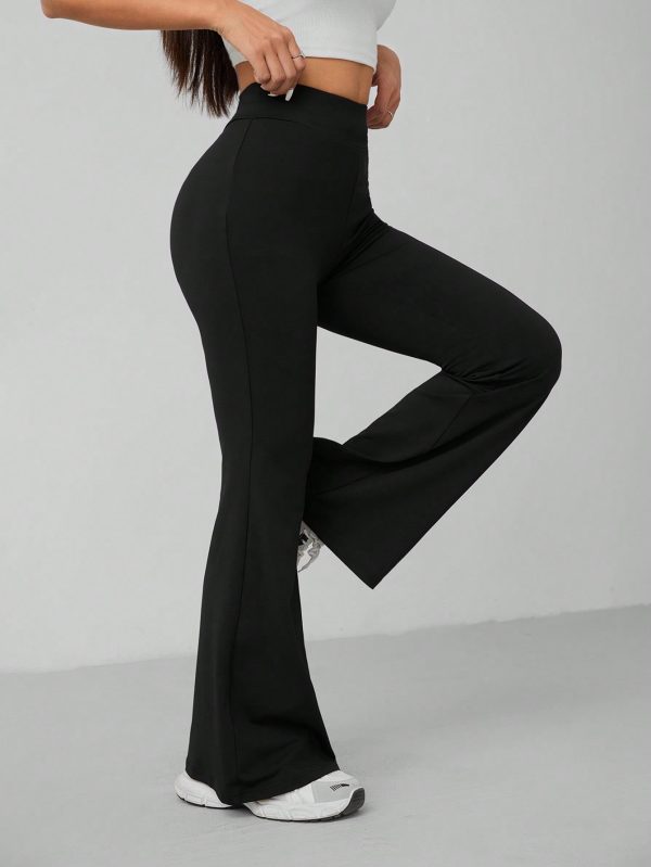 Solid Skinny Flare Leg Pants