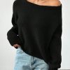 Women's Solid Color Oblique Shoulder Long Sleeve Casual Top