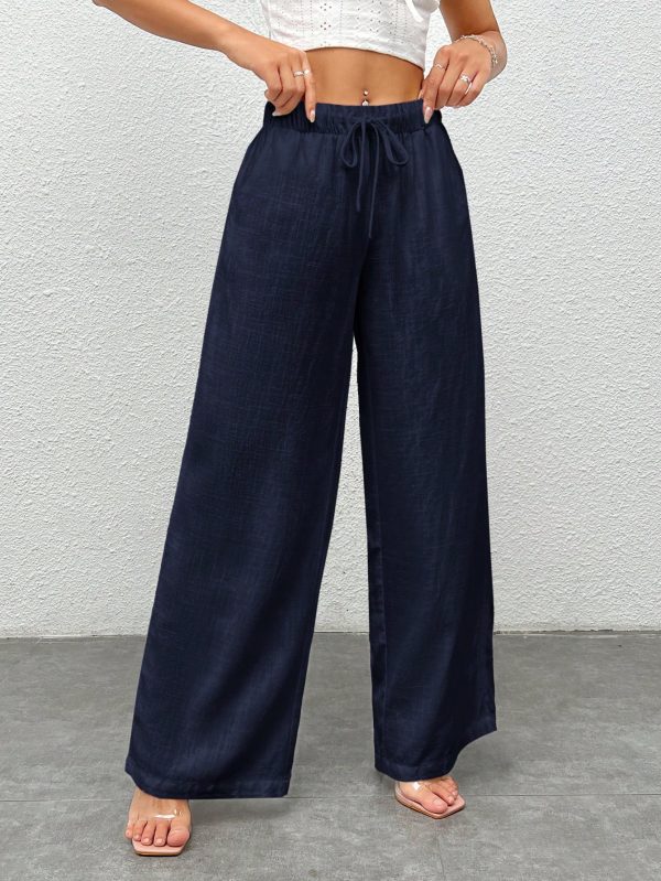 Women's Solid Color Simple Daily Woven Wide Leg Pants