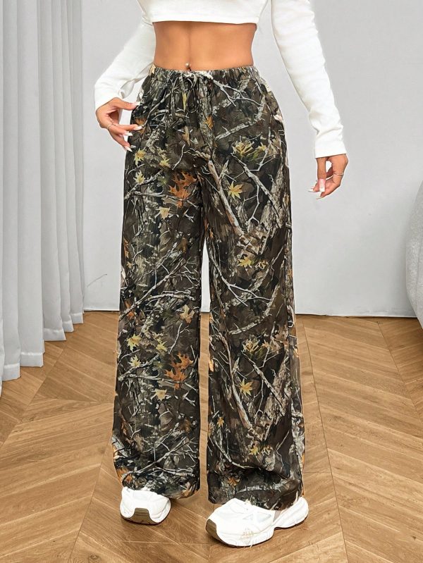 Women's Fashionable Camouflage Print Wide Leg Pants