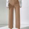 Women Solid Color Woven Casual Straight-Leg Pants