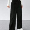 Black Corduroy Women's Wide Leg Trousers