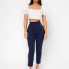 High Waist Double Button Skinny Cropped Pants