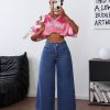 Women's Casual Zipper Front Wide Leg Jeans