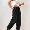 Flap Pocket Side Drawstring Waist Cargo Pants