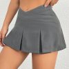 Women'S Solid Color V-Shaped Waistband Pleated Mini Skirt