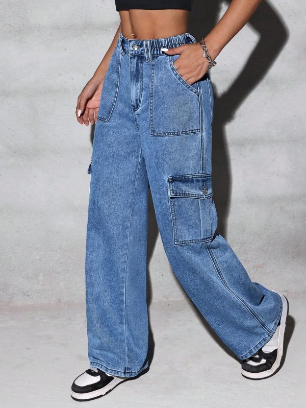 Flap Pocket Side Cargo Jeans For Dailywear