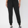 Solid Drawstring Waist Black Sweatpants