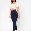 High Waist Double Button Skinny Cropped Pants