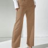 Women Solid Color Woven Casual Straight-Leg Pants