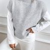 Women Casual Solid Color High Neck Knitted Sweater