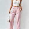 Women's Tie Waist Pinstripe Straight Leg Pants