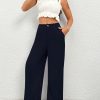 Women Casual Solid Color Wide Leg Pants