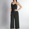 Solid Color Twist Strap Wide Leg Jumpsuit
