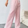 Women's Tie Waist Pinstripe Straight Leg Pants