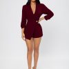 Solid Shawl Collar Wrap Romper
