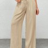 Women's White Woven Wide Leg Pants