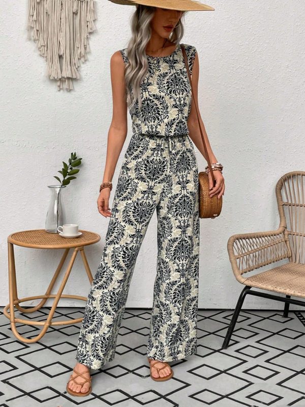 Women Full Print Sleeveless Jumpsuit