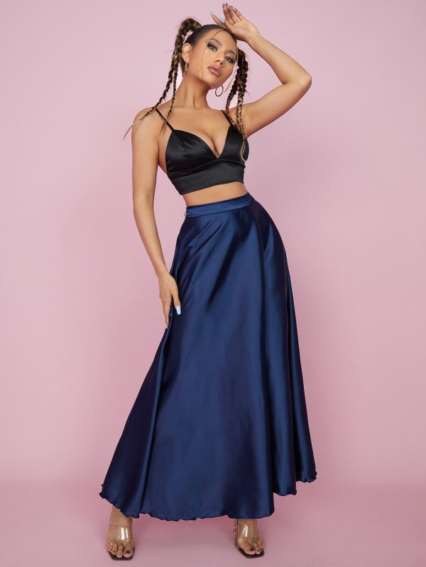 High Waist Solid Flared Party Women Skirt