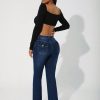 Denim Flare Pants With Front Button Closure
