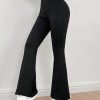 Solid Elastic Waist Flare Leg Leggings