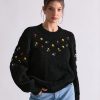 WOMEN FLOWER EMBRODERY FANCY SWEATER