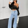 Women's Fashion Versatile Washed Slant Pocket Loose Wide Leg Jeans