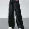 Drawstring Waist Long Pants With Pockets, Loose Pant