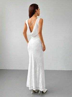 Floral Jacquard Backless Elegant Cocktail Dress, Velvet Graduation Dress, Fall Women Dresses
