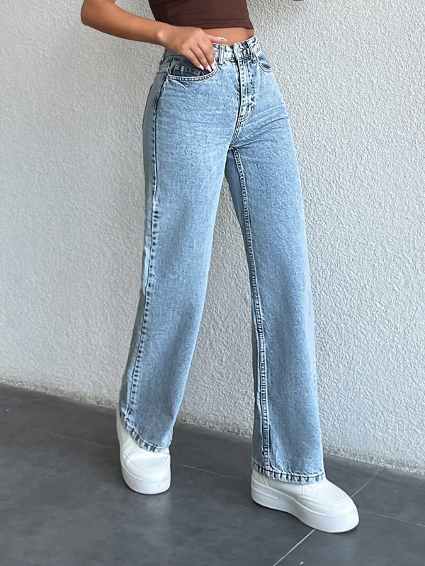 '- WIDE LEG HIGH WAISTLIGHT WASH