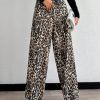 Low Elastic Waistband Pants With Leopard Design