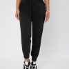 Solid Drawstring Waist Black Sweatpants