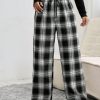 Women's Drawstring Waist Plaid Long Pants
