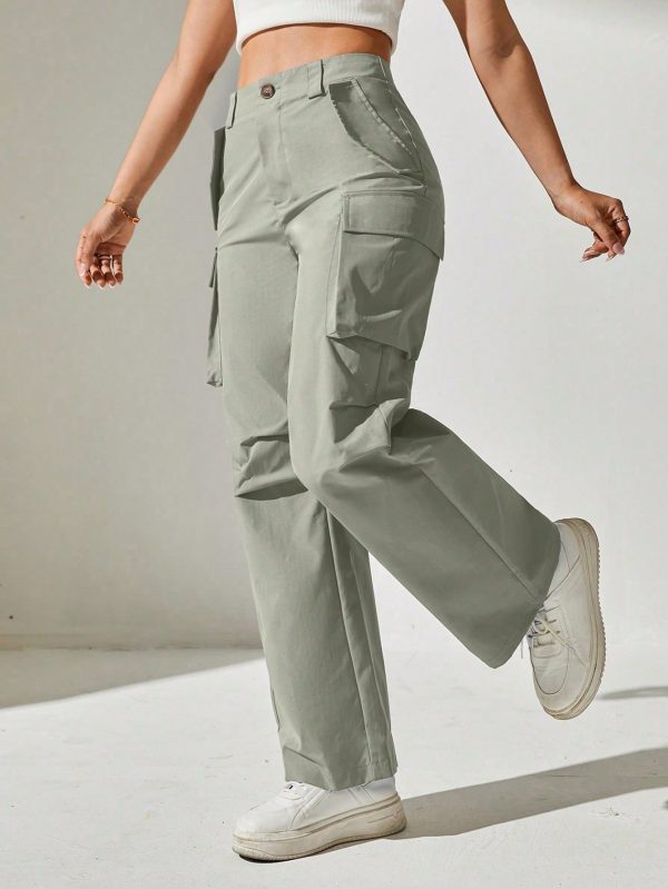 Solid Flap Pocket Cargo Pants
